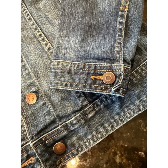 Gap 1969 Womens Medium Wash Denim Trucker Jacket Size M Blue Stretch Jean Jacket - Picture 4 of 6